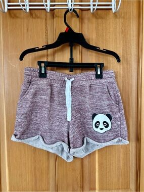 Casual Women's Maroon Drawstring Panda Lounge Shorts